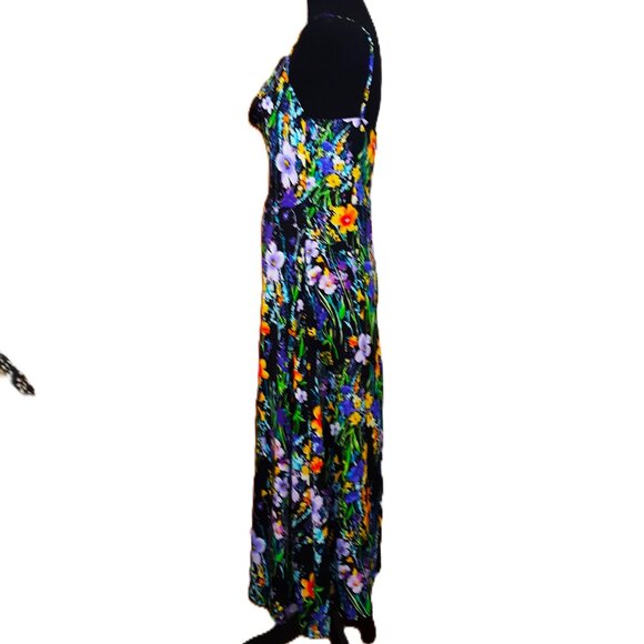 Lulus Dress Bold Romantic Floral Bloomcore Multi Purple Black Medium - Picture 3 of 6